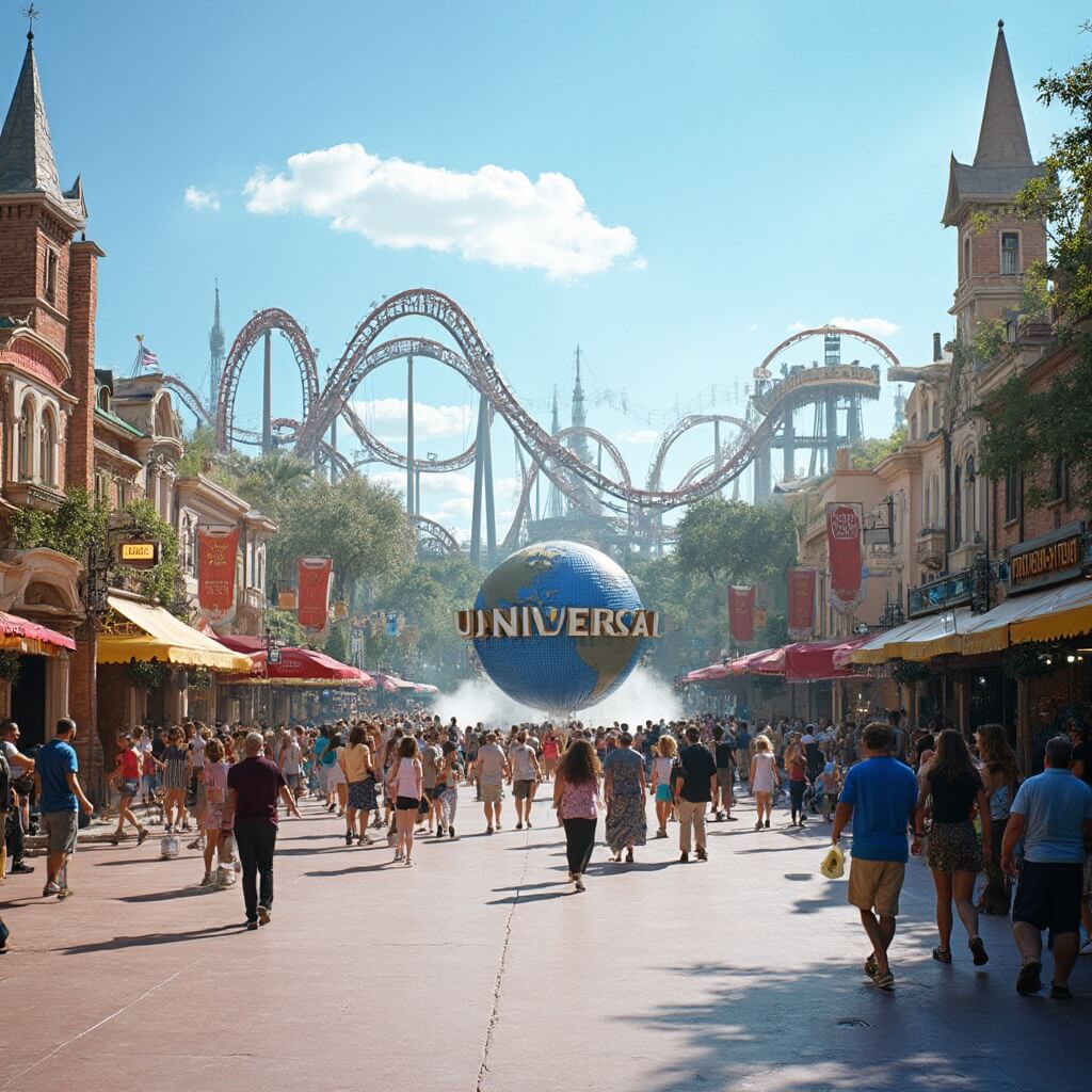 Unlock Orlando's February Magic: Your Ultimate Insider's Guide Minimal crowds enjoying a sunny day at Universal Orlando Resort with spotless pathways and roller coasters in the background during off-peak season
