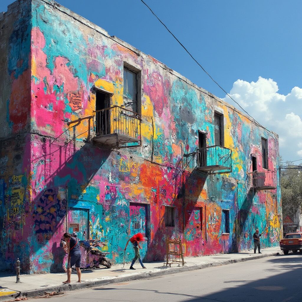 Miami in July: Your Ultimate Sizzling Summer Survival Guide Wynwood street art mural with colorful graffiti in golden hour sunlight