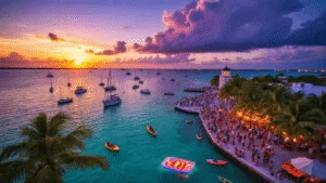 Key West in August: Your Ultimate Tropical Paradise Guide 🌴🍹 "Key West's historic waterfront with Mallory Square, sailboats, and waterfront restaurant at sunset"