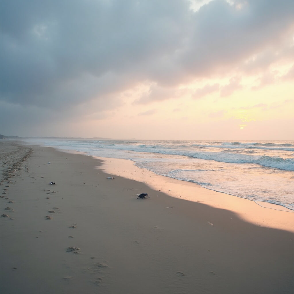Why Panama City Beach in February is Your Ultimate Winter Escape Bottlenose dolphins swimming near shoreline of pristine winter beach at sunset with dramatic sky and minimal human presence
