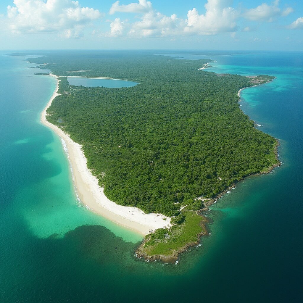 Why Clearwater Beach in March is Your Ultimate Escape (Trust Me, You'll Want to Read This) Aerial view of Caladesi Island State Park showcasing lush tropical vegetation, untouched coastline with sandy paths, azure ocean, and dense mangrove edges