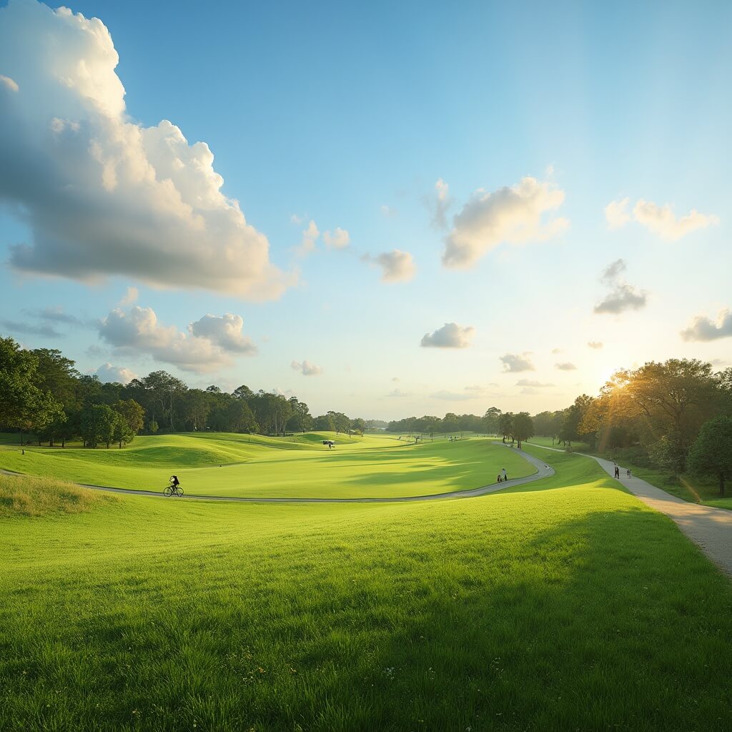 Why Hialeah in April Will Blow Your Mind: The Ultimate Insider's Guide Pristine Amelia Earhart Park landscape with people enjoying outdoor activities, on green terrains and bicycle paths under a bright blue sky in April