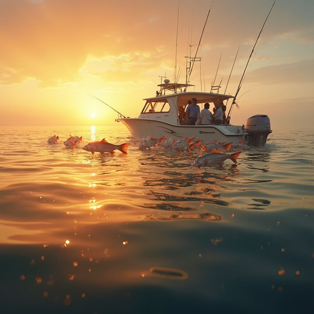 Uncover the Hidden Gem of Florida: Why Fort Myers Beach in April Will Blow Your Mind Professional anglers on a charter boat fishing for snook and redfish in the vibrant golden light of sunrise on calm Gulf waters