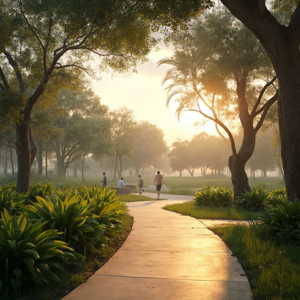 Hialeah in January: Your Ultimate Weather & Lifestyle Guide Scenic morning view of Hialeah park in January showing empty walking trails, native Florida plants, and distant urban landscape in soft light.