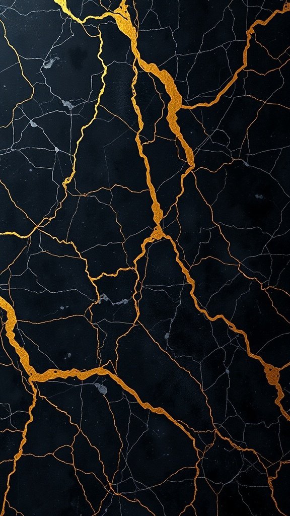 50 Stunning Black Wallpapers for a Chic Look Black marble wallpaper with gold veins