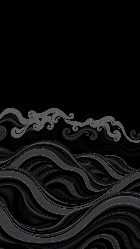 50 Stunning Black Wallpapers for a Chic Look Black and grey waves on a black background