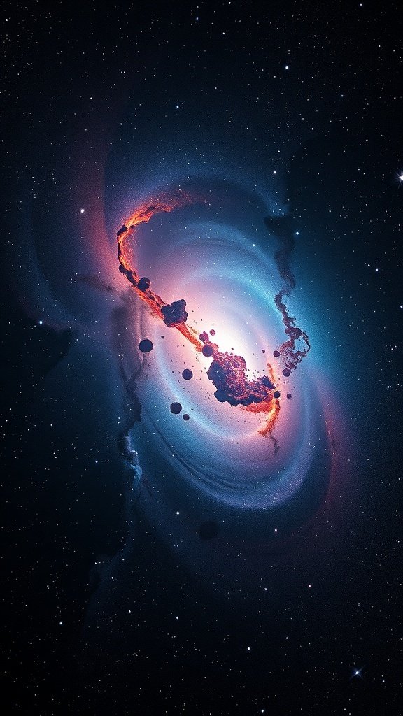 50 Stunning Black Wallpapers for a Chic Look A cosmic black galaxy wallpaper featuring stars and vibrant colors.