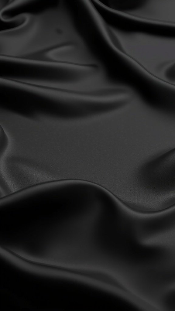 50 Stunning Black Wallpapers for a Chic Look Close-up of silky black fabric with smooth texture