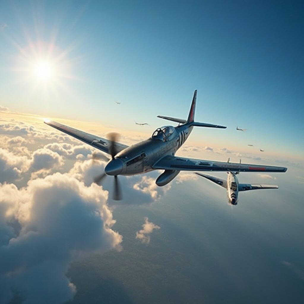 Lakeland in April: Your Ultimate Guide to Florida's Hidden Springtime Paradise Vintage military aircraft executing aerial maneuver at SUN 'n FUN Aerospace Expo against the backdrop of a dramatic blue sky, illuminated by golden afternoon sunlight and casting sharp shadows.