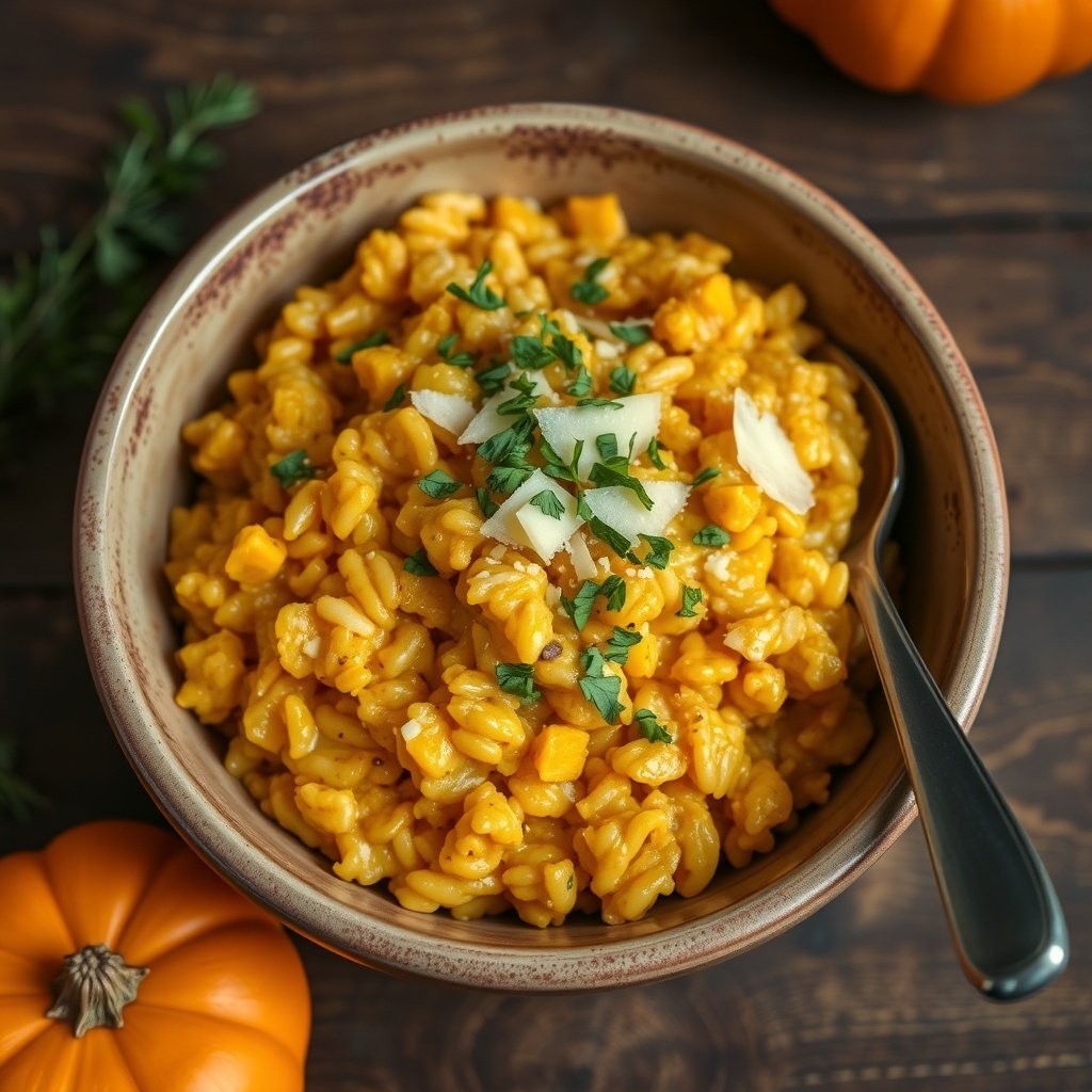29 Delicious Pumpkin Recipes for Fall Cooking A bowl of creamy pumpkin risotto topped with parsley and surrounded by pumpkins. Pumpkin Recipes