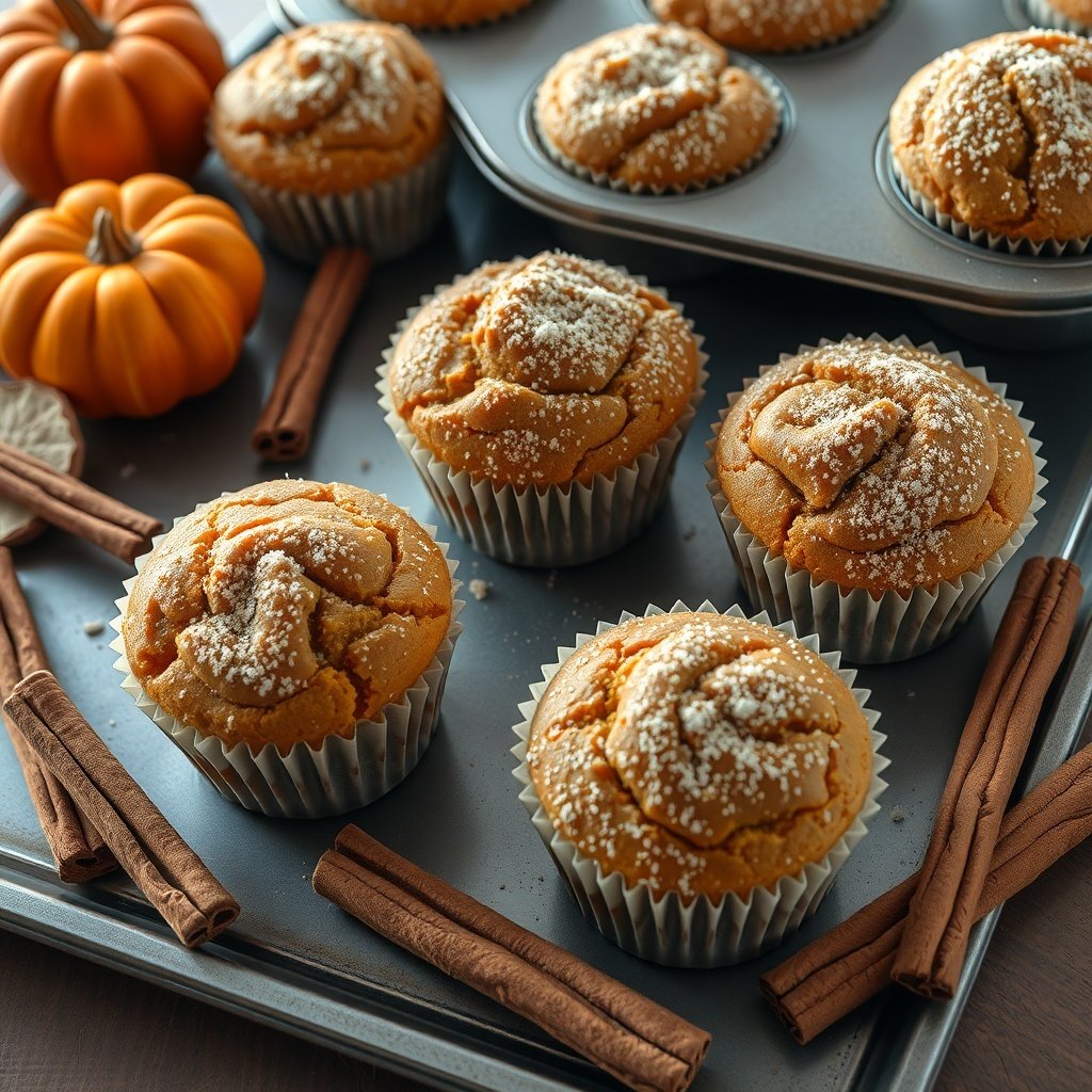 30 Delicious Pumpkin Muffin Recipes You Need to Try A tray of spiced pumpkin muffins with cinnamon sticks and small pumpkins
