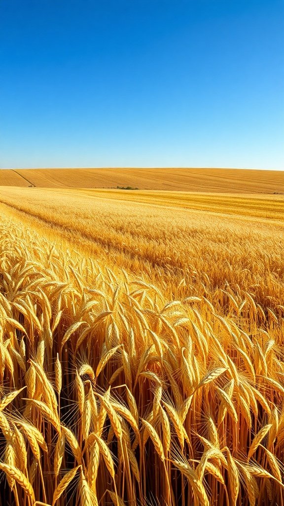 50 Gorgeous Fall Wallpapers to Transform Your Space Golden fields of wheat under a clear blue sky