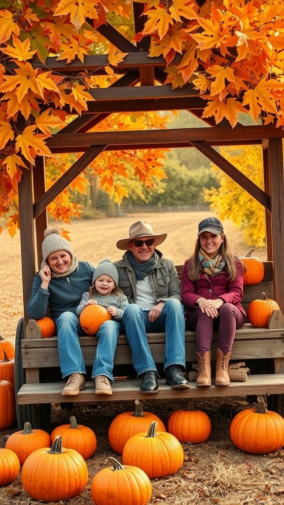 50 Gorgeous Fall Wallpapers to Transform Your Space A family enjoying a hayride surrounded by pumpkins and autumn leaves.