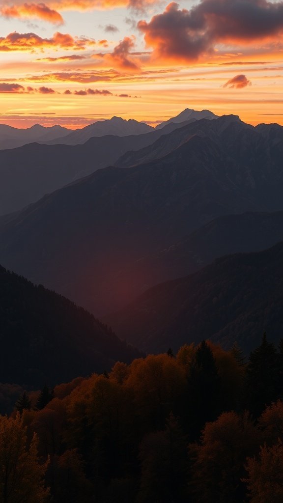 50 Gorgeous Fall Wallpapers to Transform Your Space Autumn sunset over mountains with vibrant colors and trees