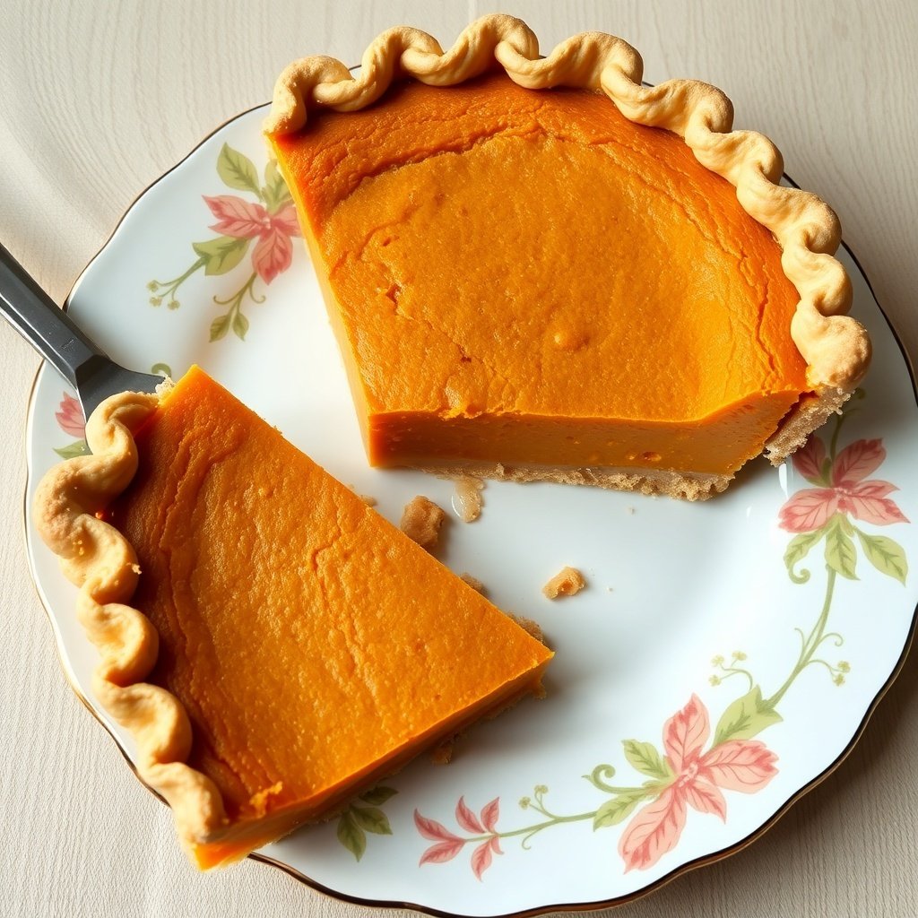 30 Delicious Pumpkin Pie Recipes You Need to Try A slice of pumpkin pie on a decorative plate, showcasing a flaky crust and smooth orange filling.